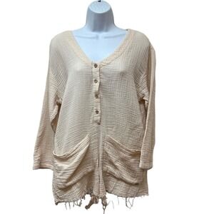 Pull & Bear Pacific Republic Romper Shortall Cotton Slub Knit Frayed S NEW